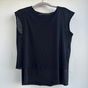Mango Black Textured Sleeveless Blouse - XS